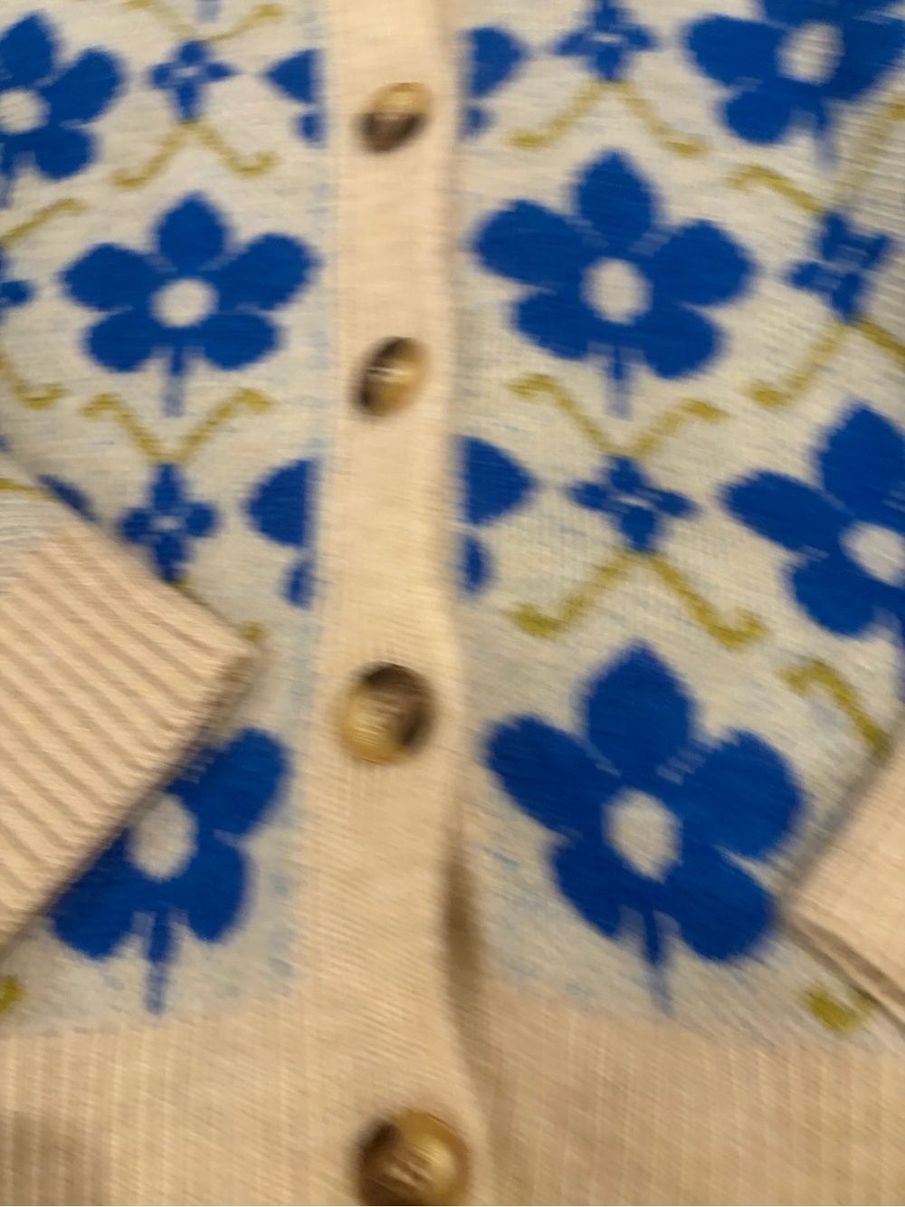 Anthropologie Maeve Blue floral pop intarsia Cardigan, women’s L - Picture 4 of 7